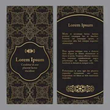 Vector banners in black and gold colors. Stock Illustration