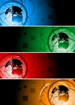 Vector banners with globe Stock Illustration