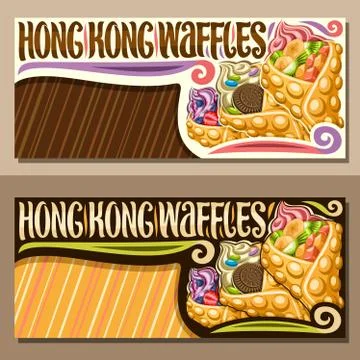 Vector banners for Hong Kong Waffles Stock Illustration