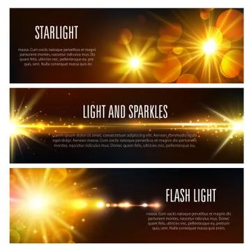 Vector banners of light flash and sparkles effect Stock Illustration