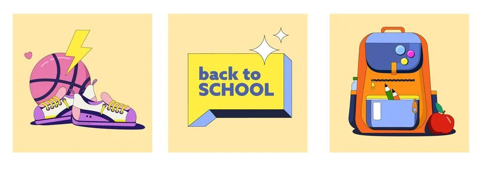Vector banners set back to school. Stock Illustration