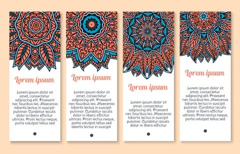 Vector banners set of paisley or mandala pattern Stock Illustration
