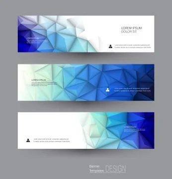 Vector banners set with polygonal, Geometric, Triangle pattern shape Stock Illustration