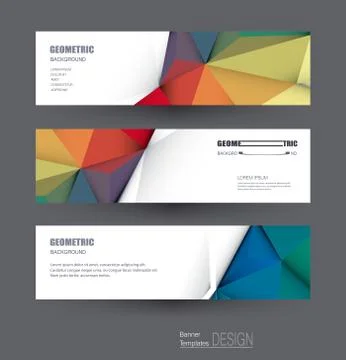Vector banners set with polygonal, Geometric, Triangle pattern shape Illustrazione stock