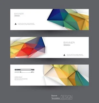 Vector banners set with polygonal, Geometric, Triangle pattern shape Illustrazione stock