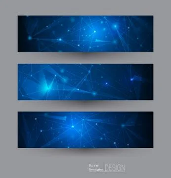 Vector banners set with polygonal, geometric, lines, Triangle pattern shape Illustrazione stock
