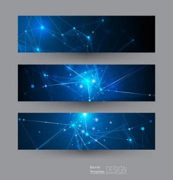 Vector banners set with polygonal, geometric, lines, Triangle pattern shape Stock Illustration