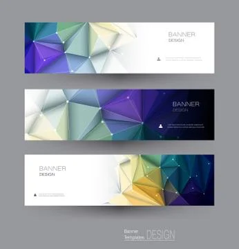 Vector  banners set with polygonal, Triangle pattern and molecule structure Stock Illustration