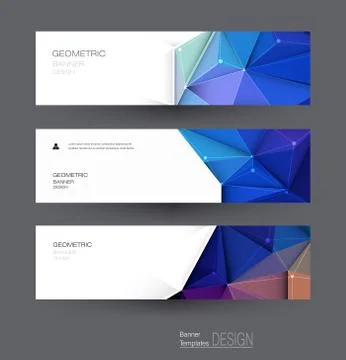 Vector  banners set with polygonal, Triangle pattern and molecule structure Stock Illustration