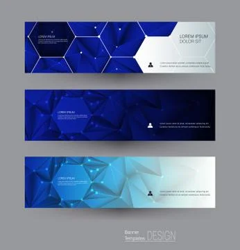Vector  banners set with polygonal, Triangle pattern and molecule structure Stock Illustration