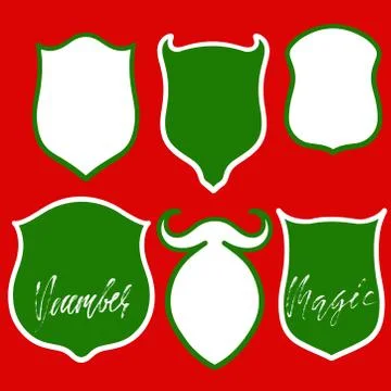 Vector banners set on red background. Christmas stickers. Frames and borders Stock Illustration