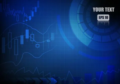 Vector : Bar chart and graph on blue business background Stock Illustration
