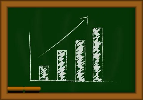 Vector : Bar chart graph on blackboard Stock Illustration