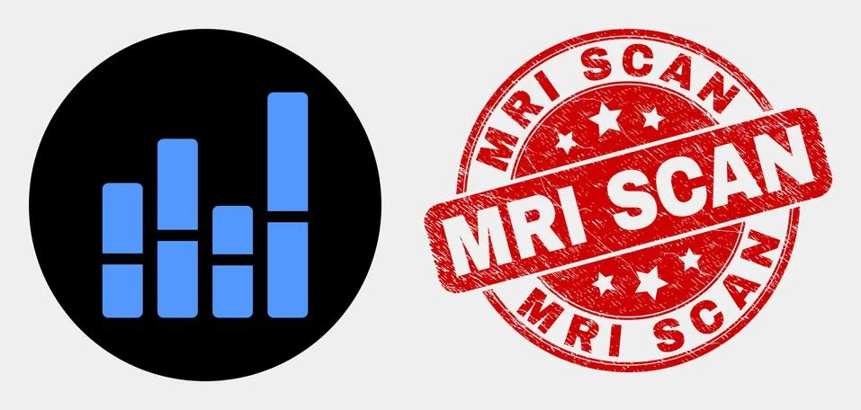 Vector Bar Chart Icon and Distress MRI Scan Watermark Stock Illustration