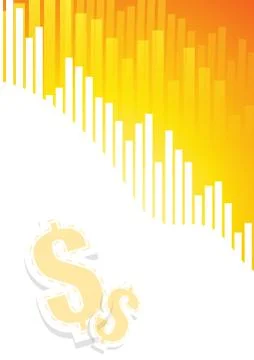 Vector : Bar charts on orange white background with dollar sign Stock Illustration