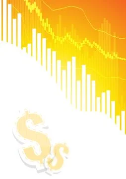 Vector : Bar charts on orange white background with dollar sign Stock Illustration