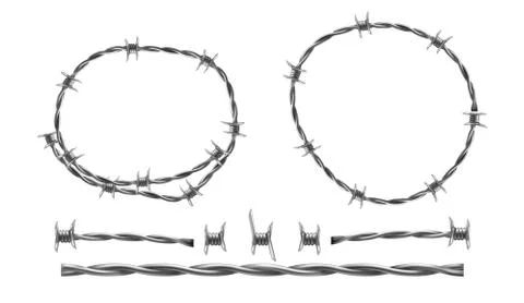 Vector barbed wire, separate elements and parts Illustrazione stock