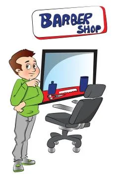 Vector of barber at shop. 库存插图