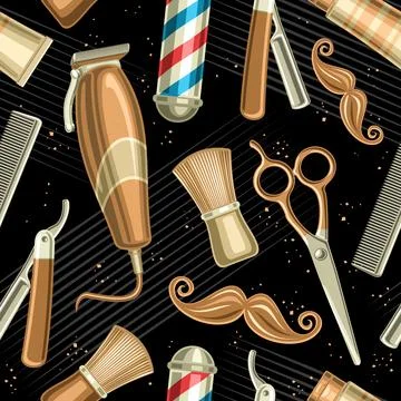 Vector Barber Shop Seamless Pattern Illustrazione stock