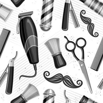 Vector Barbershop Seamless Pattern Stock Illustration