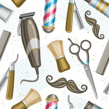 Vector Barbershop Seamless Pattern Stock Illustration