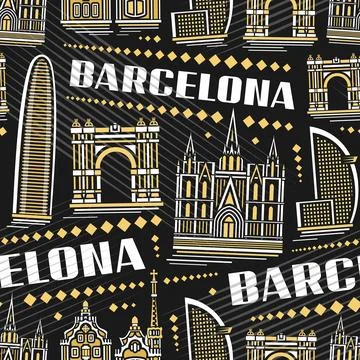 Vector Barcelona Seamless Pattern Stock Illustration