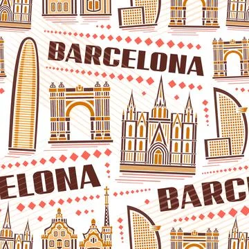 Vector Barcelona Seamless Pattern Stock Illustration