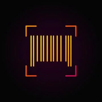 Vector barcode outline colorful icon on dark background Illustrazione stock