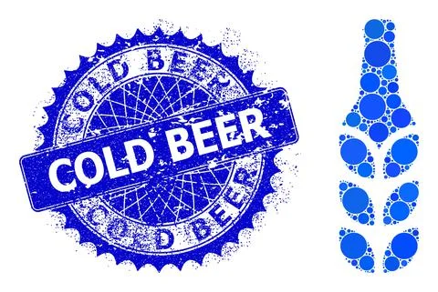 Vector Barley Beer Composition of Small Circles with Scratched Cold Beer Stamp Stock Illustration