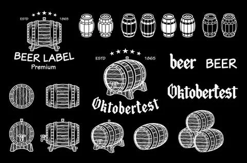 Vector barrel drawn on the chalkboard. global color. Stock Illustration