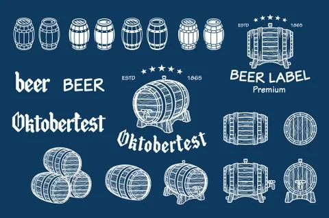 Vector barrel drawn on the chalkboard. global color. Stock Illustration