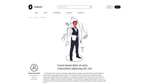 Vector bartender in shadow of sharp lines style . Editable illustration Stock Illustration