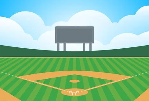 Vector baseball diamond baseball field with infield dirt and outfield Stock Illustration
