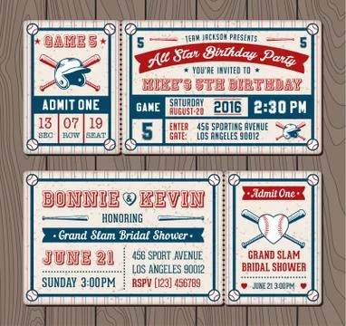 Vector Baseball Event Invites Stock Illustration