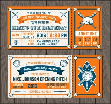 Vector Baseball Event Invites set 2 Stock Illustration