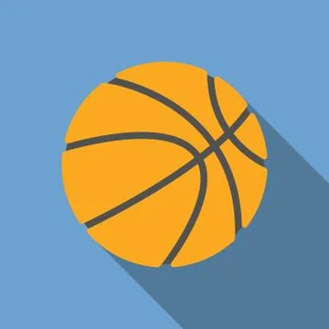 Vector basketball with long shadow, flat design Stock Illustration