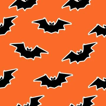 Vector bat seamless pattern halloween design black Stock Illustration