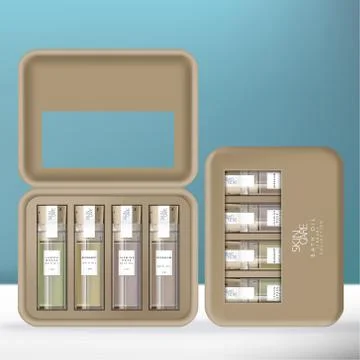 Vector Bath Oil or Essential Oil Glass Bottle Library Collection Stock Illustration