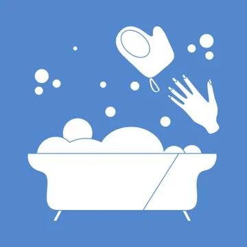 Vector Bathroom Bathtub Washing Bathing Clean 스톡 일러스트