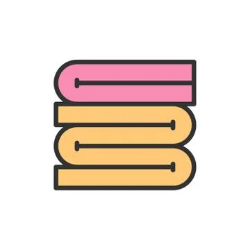 Vector bathroom towel flat color line icon. Stock Illustration