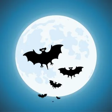 Vector bats in the night, scary vampires of wildlife concept Stock Illustration