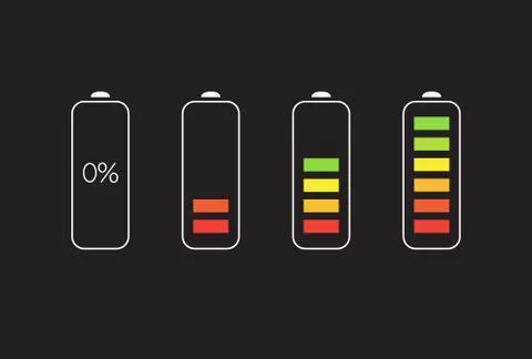 Vector Battery Accumulator Charge Icon or Symbol Set Stock Illustration