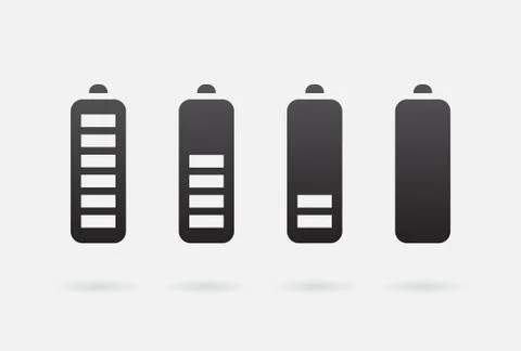 Vector Battery Accumulator Charge Icon or Symbol Set Stock Illustration