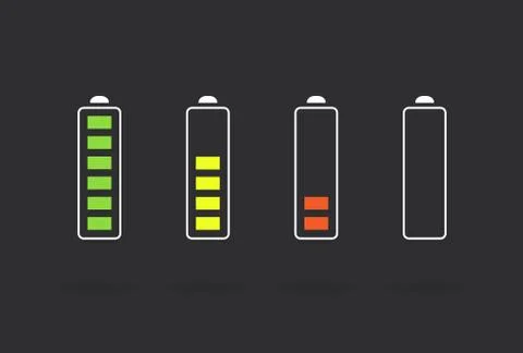 Vector Battery Accumulator Charge Icon or Symbol Set Stock Illustration