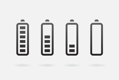 Vector Battery Accumulator Charge Icon or Symbol Set Stock Illustration