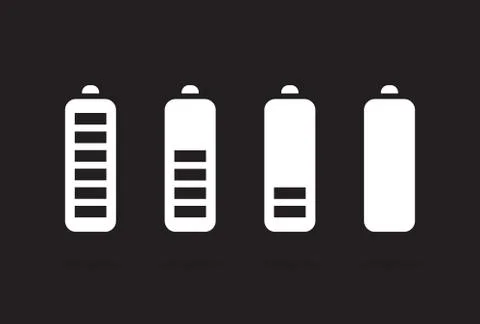 Vector Battery Accumulator Charge Icon or Symbol Set Stock Illustration