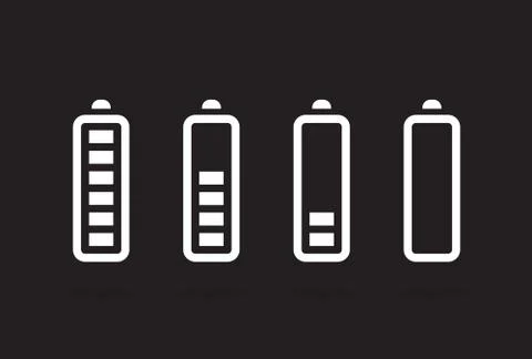 Vector Battery Accumulator Charge Icon or Symbol Set Stock Illustration