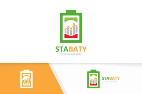 Vector battery and graph logo combination. Energy and diagram symbol or icon Stock Illustration