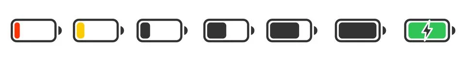 Vector battery icon set.Vector icon collection design battery level indicators Stock Illustration