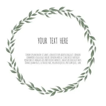 Vector bay leaves wreath. Template for wedding invitation and save the date Stock Illustration